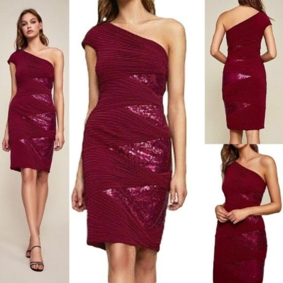 Tadashi Shoji Jiri One-Shoulder Sequin Dress NWT S